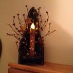 Candle, Wood Shelf, Berries (led Timer Candle)